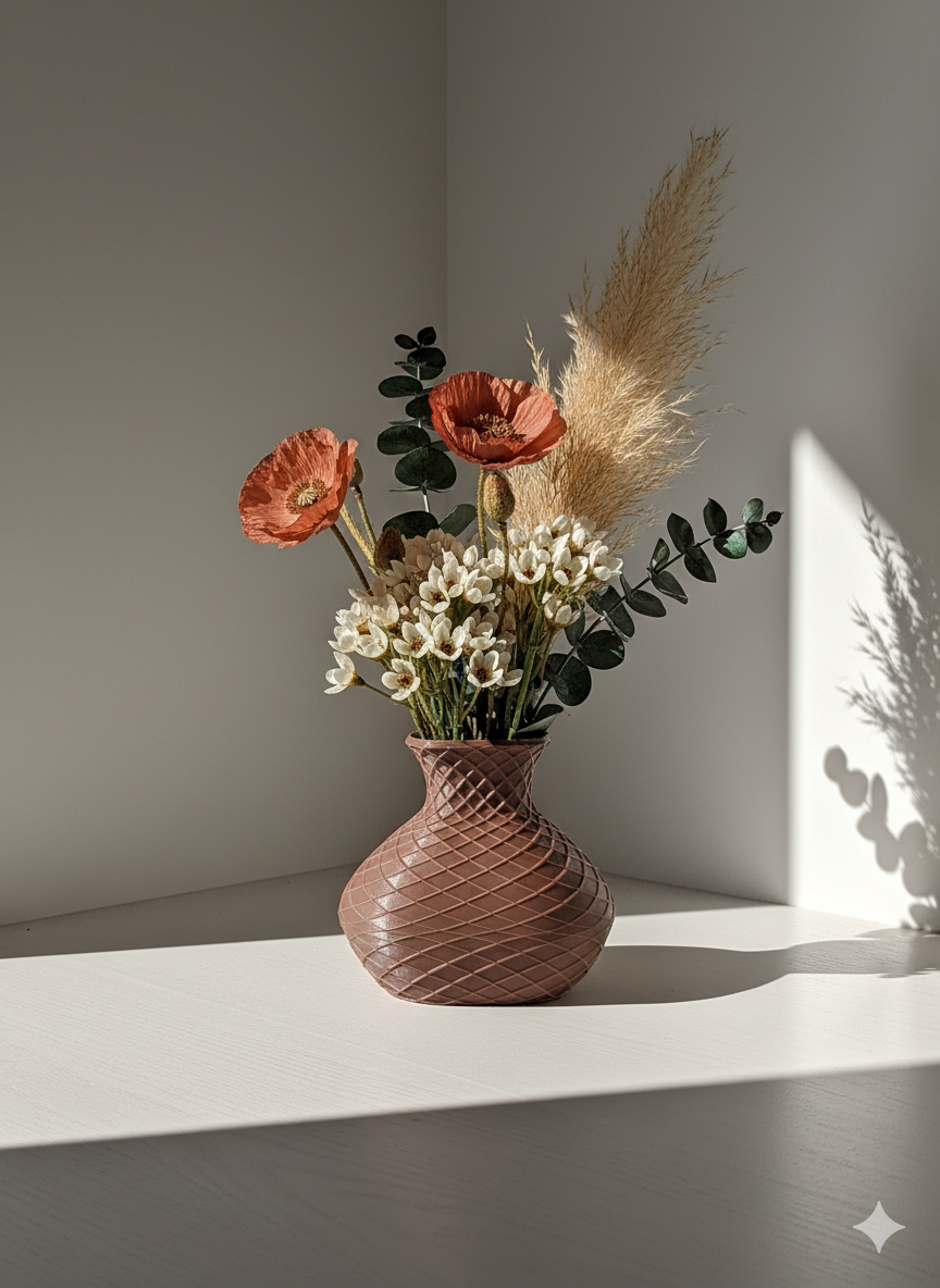 Bulky Double Stripe - stylische Vase, bauchig, doppelt gestreift und außergewöhnlich - 3D Druck