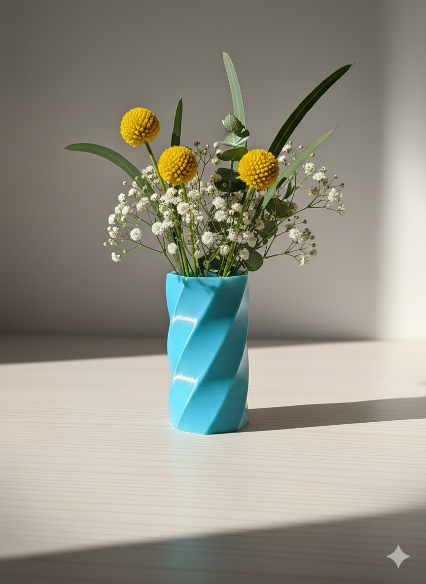 Octagon Swirl - stylische Vase, achteckig verdreht - 3D Druck