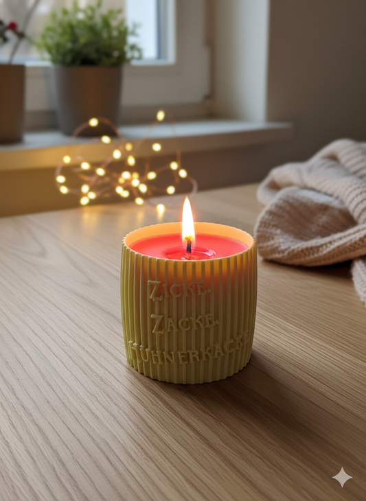 Zicke Zacke Hühnerkacke - lustiger 3D Kerzenhalter Weihnachten