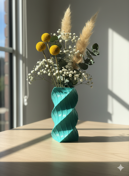 Octagon Swirl Stripe - stylische Vase, achteckig verdreht und gestreift - 3D Druck
