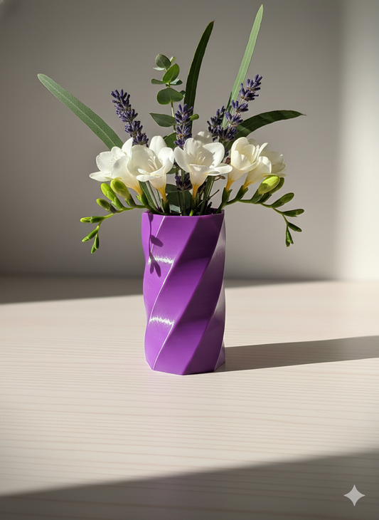 Octagon Swirl - stylische Vase, achteckig verdreht - 3D Druck